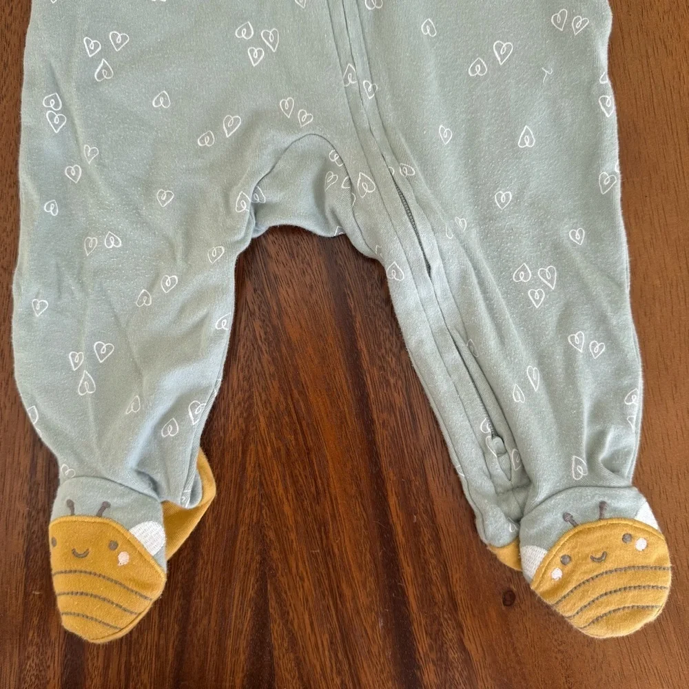 Carter's Green Footie One Piece Soft Cotton 2-Way Zipper 6M